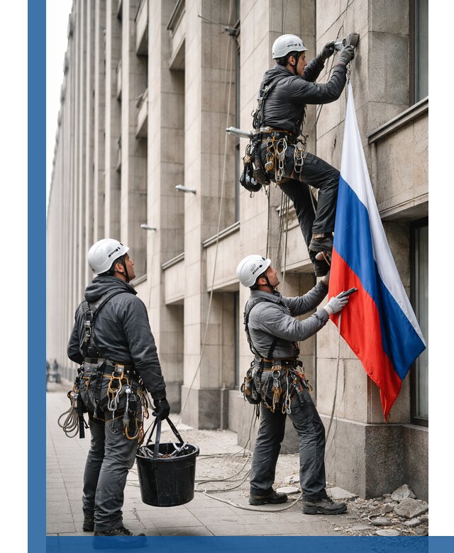 Профессиональная установка флагов на фасаде в Новокубанске