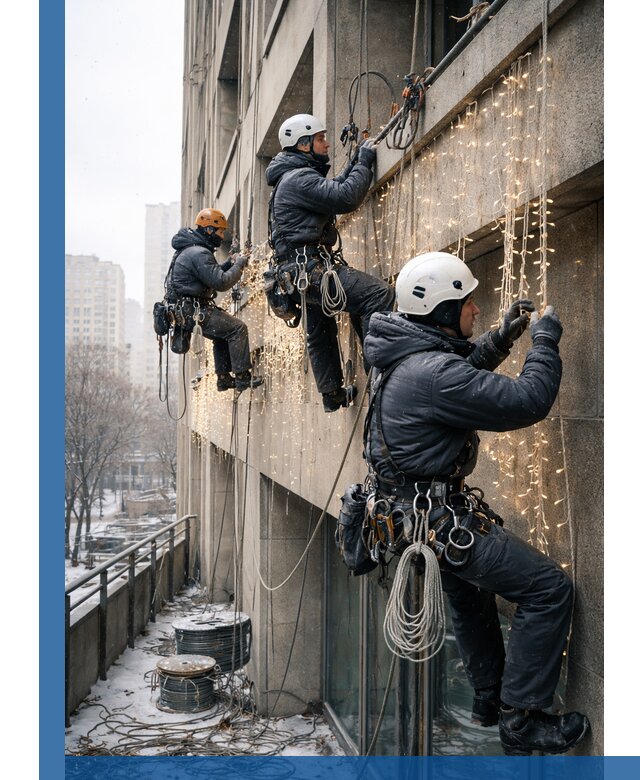 Монтаж новогодней иллюминации и украшение фасадов в Новокубанске