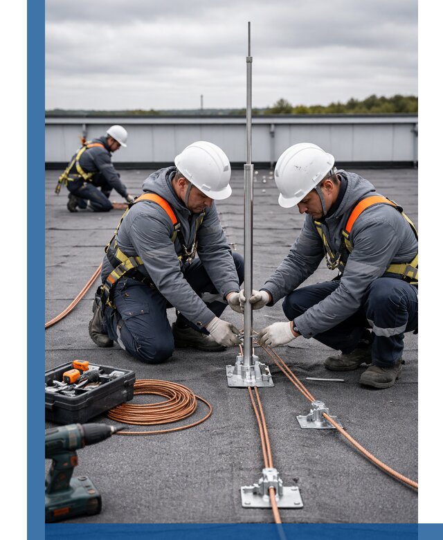 Монтаж молниезащиты на кровле в Новокубанске под ключ с гарантией