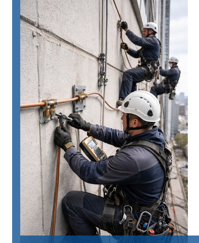 Монтаж системы заземления здания и молниезащиты в Новокубанске