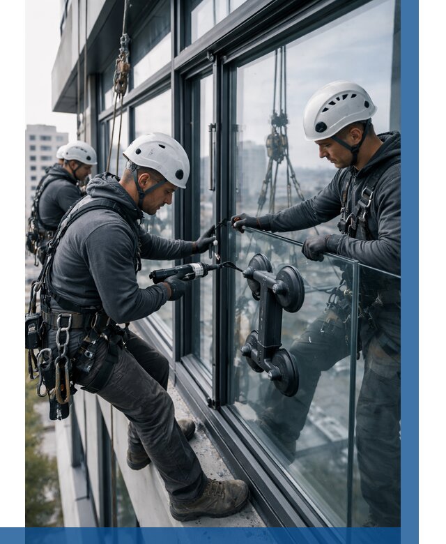 Витражное остекление зданий в Новокубанске от 3639 р. | ВЫСОТНИК-Нкб