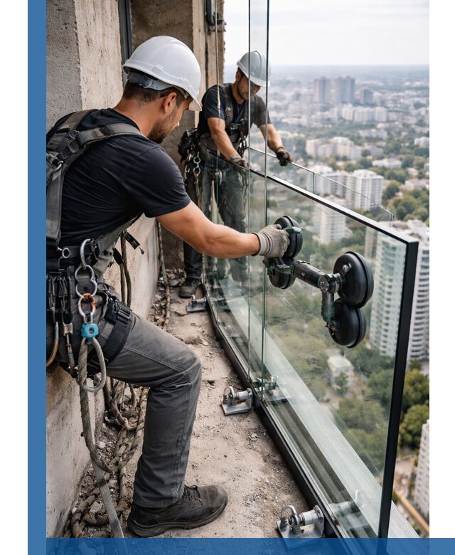 Монтаж стеклянных ограждений под ключ с гарантией в Новокубанске