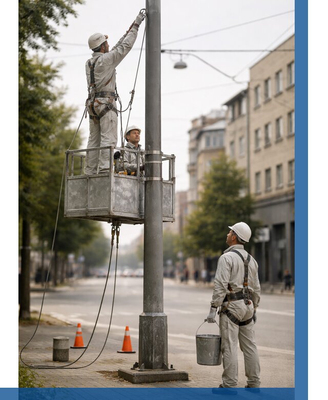 Покраска опор освещения в Новокубанске от 5199 р. | ВЫСОТНИК-Нкб