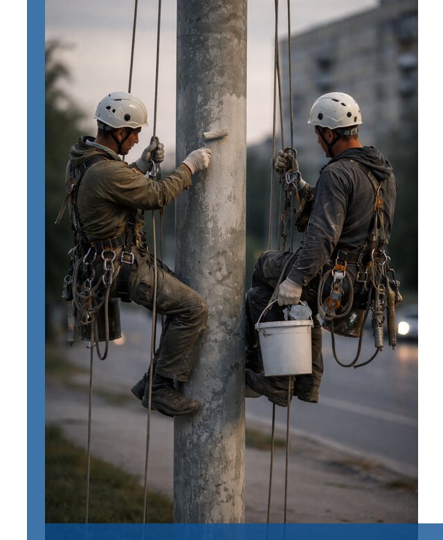 Покраска опор освещения и антикоррозийная защита в Новокубанске