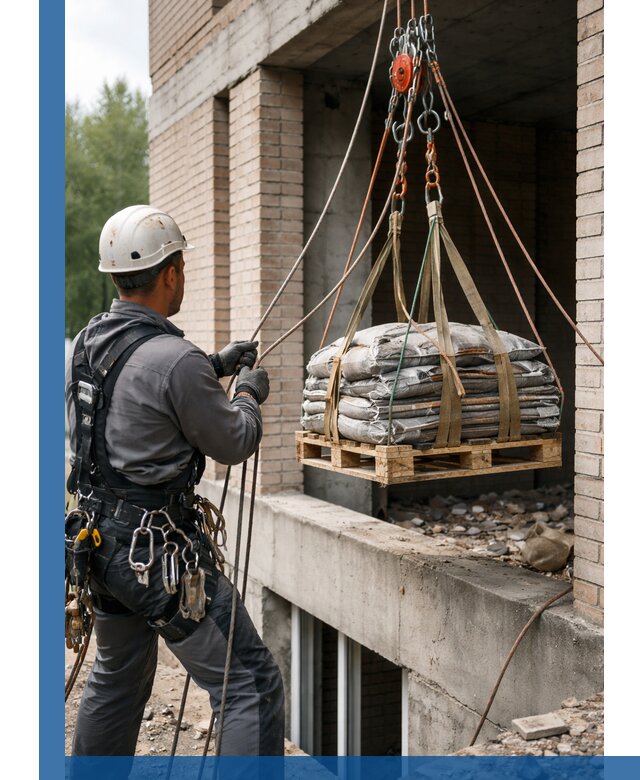 Подъем материалов на этаж веревками в Новокубанске оперативно