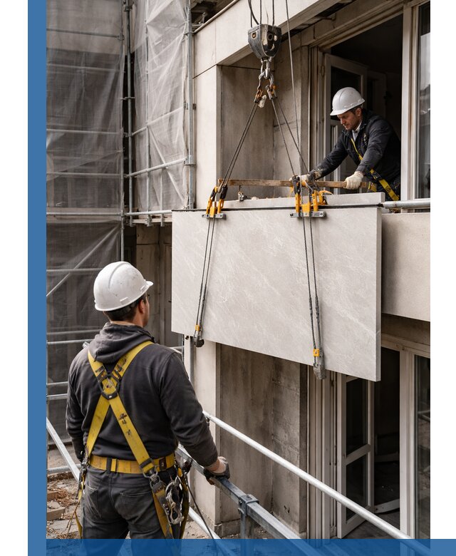 Подъем керамогранита на этаж в Новокубанске грузчиками и техникой