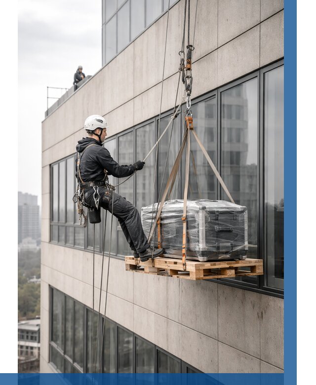 Спуск груза по фасаду в Новокубанске от 3639 р. | ВЫСОТНИК-Нкб