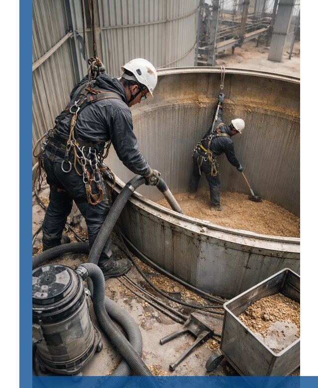 Профессиональная чистка зерновых бункеров в Новокубанске с выездом