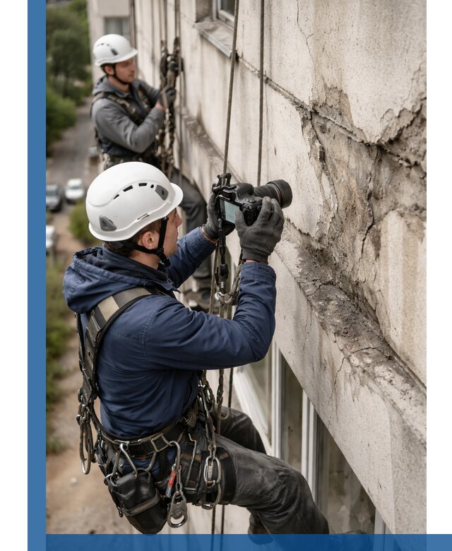 Фотофиксация дефектов фасада с высотной съемкой в Новокубанске