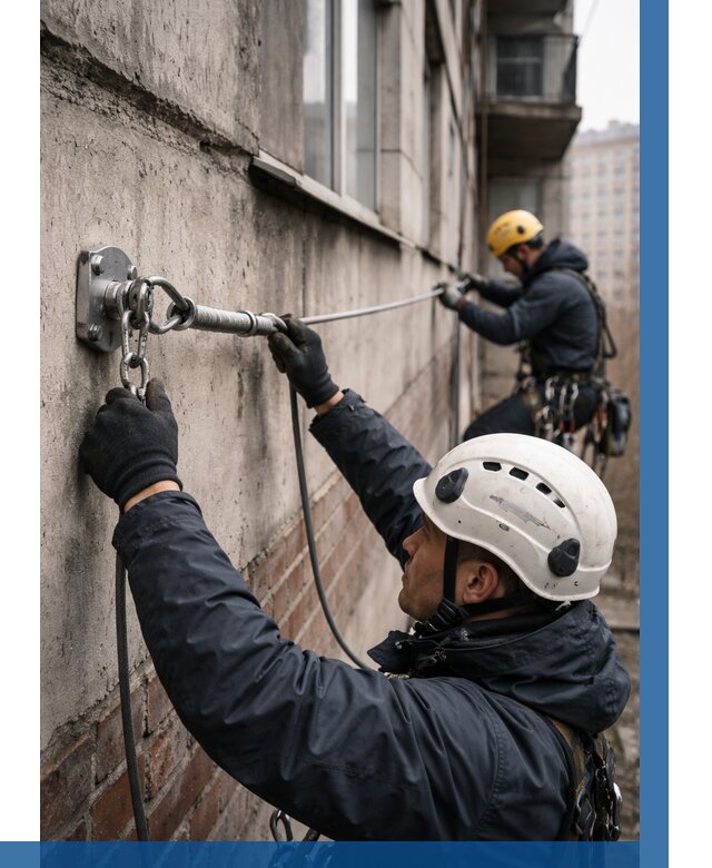 Монтаж анкерных линий в Новокубанске от 3119 р. | ВЫСОТНИК-Нкб