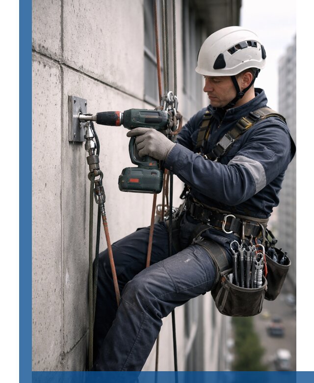 Установка анкерных точек для высотных работ в Новокубанске