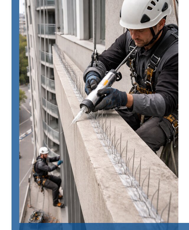 Установка шипов от птиц на фасадах и кровлях в Новокубанске